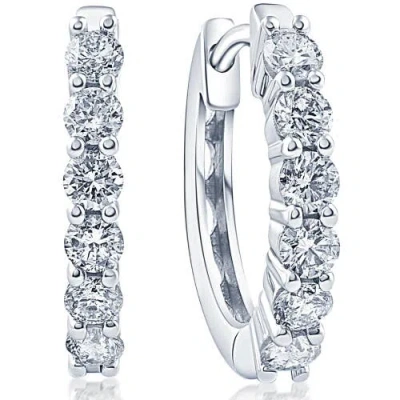 Bliss Diamond 3/4ct Tw Lab Grown Diamond Hoops Silver 1/2" Tall