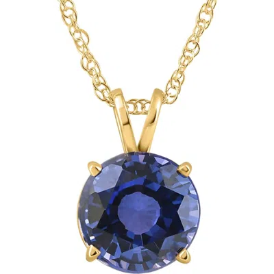 Bliss Diamond 3.50ct Round Blue Sapphire Solitaire Pendant 14k Gold Necklace Lab Grown 9mm