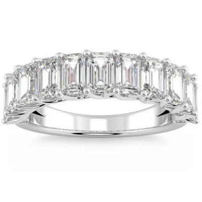 Bliss Diamond 3.60ct Emerald Diamond U-prong Wedding Anniversary Ring 14k Gold Lab Grown In Silver
