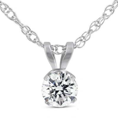 Bliss Diamond 3/8 Ct Solitaire Round Cut Lab Grown Grown Diamond Pendant 14k Gold In 14k White Gold