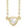 Bliss Diamond 3/8ct Bezel Solitaire Heart Shape Diamond 14k Gold Lab Grown Necklace In 14k Yellow Gold
