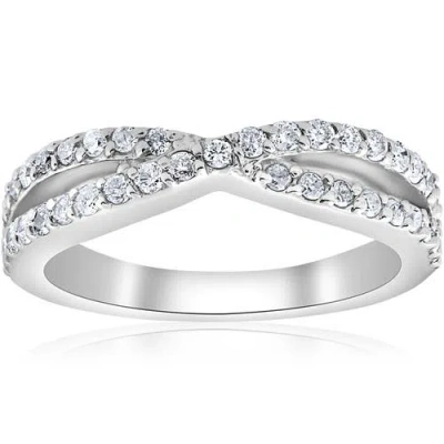 Bliss Diamond 3/8ct Diamond Crossover Infinity Stackable Wedding Band Twist Ring Gold