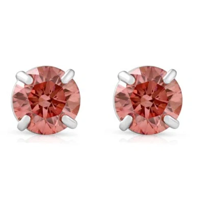 Bliss Diamond 3/8ct Pink Lab Grown Diamond Screw Back Studs In 14k White Gold