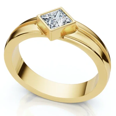 Bliss Diamond 3/8ct Princess Cut Diamond Bezel Polished Wedding Ring 14k Gold Lab Grown In 14k Yellow Gold