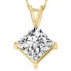 Bliss Diamond 3ct Certified Princess Cut Diamond Pendant 14k Gold Lab Grown In 14k Yellow Gold