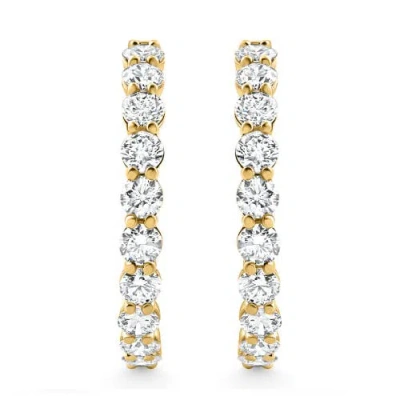Bliss Diamond 3ct Diamond Lab Grown Inside Outside Hoops 14k Gold Eearrings 1" Tall
