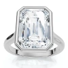 Bliss Diamond 3ct Emerald Cut Bezel Solitaire Diamond Engagement Ring 14k Gold Or Pt Lab Grown In Silver