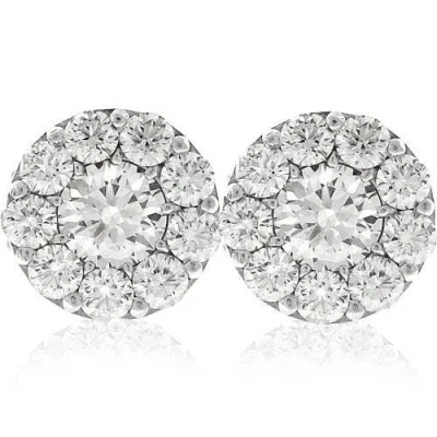 Bliss Diamond 3ct Halo Diamond Studs 14k White Gold Lab Growbn