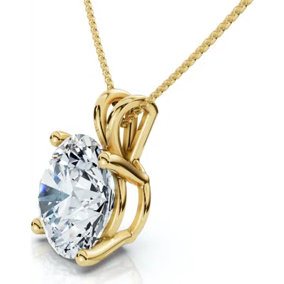 Bliss Diamond 3ct Round Solitaire Diamond Pendant 14k Gold Necklace Lab Grown 18"  Fg/si1
