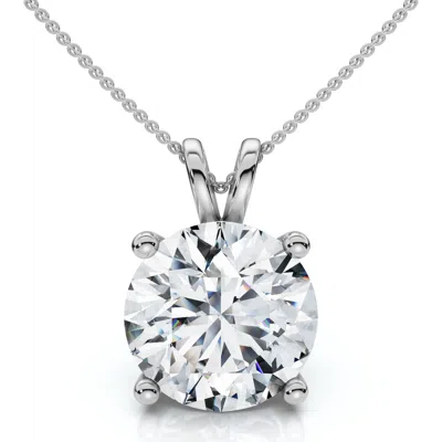 Bliss Diamond 3ct Round Solitaire Diamond Pendant 14k Gold Necklace Lab Grown 18"  Fg/si1 In Metallic