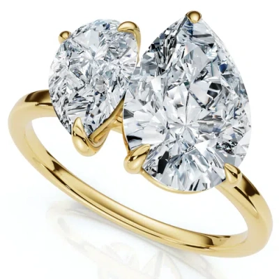 Bliss Diamond 3ct Toi Et Moi Pear Shape Diamond Ring 14k Gold Lab Grown