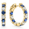 Bliss Diamond 4 1/2ct Blue Sapphire & Diamond Hoops Or Gold Lab Grown 1" Tall