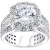 Bliss Diamond 4 1/2ct Cushion Halo Diamond 3-row Engagement Ring 14k Gold Lab Grown In 14k White Gold