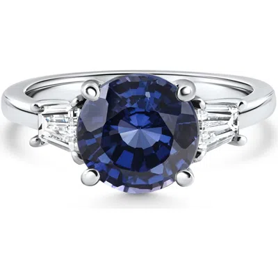 Bliss Diamond 4 3/4ct Blue Sapphire & Diamond Engagement Anniversary Ring Gold Lab Grown In Transparent