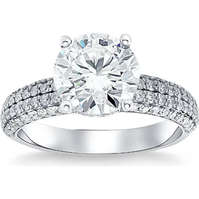 Bliss Diamond 4 Ct Pave Round Diamond Engagement Ring In 10k White Gold