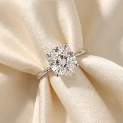 Bliss Diamond 4.39ct Cushion Diamond Gia Certified Solitaire Engagement Ring 14k Gold In Silver
