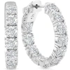 Bliss Diamond 4.40 Ct Tw Huge Diamond Inside Outside Hoops Vault Lock 14k White Gold Lab Grown In 14k White Gold