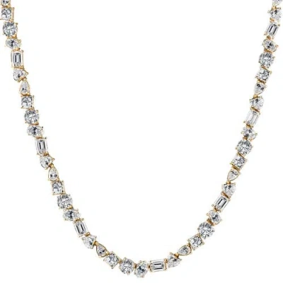 Bliss Diamond 45ct Fancy Diamond Multi Shape Tennis Necklace 14k Gold Lab Grown