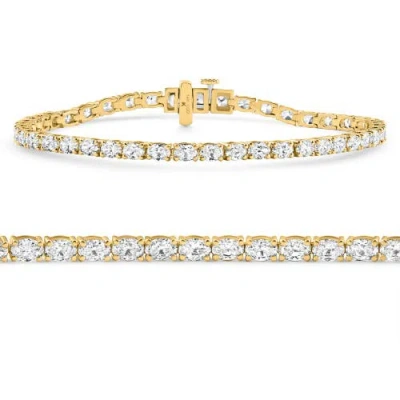 Bliss Diamond 4.5ct Oval Cut Diamond Tennis Bracelet 7" 14k Gold Lab Grown