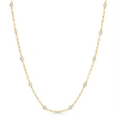 Bliss Diamond 4ct Diamond 14k Gold 18" Paper Clip Diamonds By Yard Necklace Lab Grown In 14k Yellow Gold