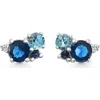 Bliss Diamond 4ct Diamond & Blue Gemstone Hydrangea Bouquet Earrings Studs 14k Gold Lab Grown In 14k White Gold