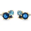 Bliss Diamond 4ct Diamond & Blue Gemstone Hydrangea Bouquet Earrings Studs 14k Gold Lab Grown In 14k Yellow Gold
