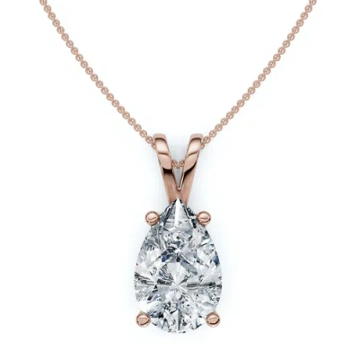 Bliss Diamond 4ct Solitaire Diamond Pendant Lab Grown 14k Gold In Rose Gold