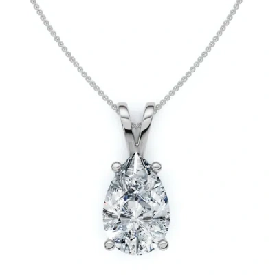 Bliss Diamond 4ct Solitaire Diamond Pendant Lab Grown 14k Gold In White Gold