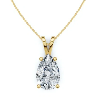 Bliss Diamond 4ct Solitaire Diamond Pendant Lab Grown 14k Gold In Yellow Gold