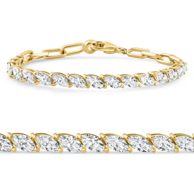 Bliss Diamond 5 1/2ct Marquise Diamond Tennis Bracelet Gold Lab Grown 14k 7"