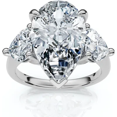 Bliss Diamond 5 1/2ct Pear & Heart Certified Diamond Engagement Ring Lab Grown In Silver