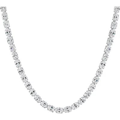 Bliss Diamond 53 Ct Tw Oval Diamond Tennis Necklace 17" 14k Gold Lab Grown In 14k White Gold