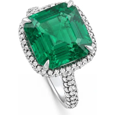 Bliss Diamond 5.50ct Tw Emerald Asscher Cut & Pave Diamond Ring 14k Gold Lab Grown In 14k White Gold
