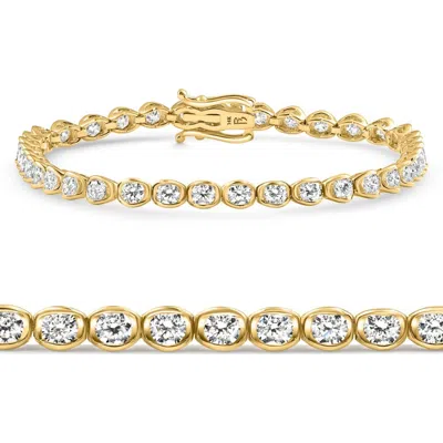 Bliss Diamond 5ct Diamond Half Bezel Tennis Bracelet 14k Or Gold 7" Lab Grown