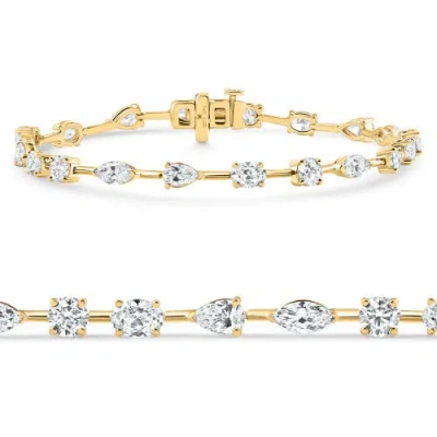 Bliss Diamond 5ct Mixed Cut Diamond Tennis Bracelet 7" 14k Gold Lab Grown