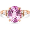 Bliss Diamond 5ct Tw Oval Pink Sapphire & Diamong Ring 14k Gold Lab Grown In Gold
