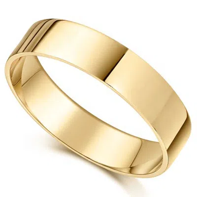 Bliss Diamond 5mm Flat High Polished Wedding Band 14k Gold In Yellow Gold