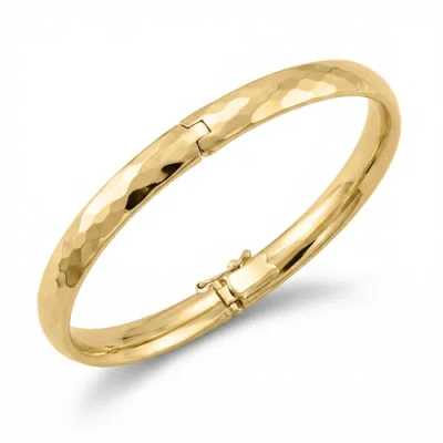 Bliss Diamond 5mm Hammered Bangle Bracelet 18k Gold Over Silver
