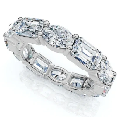 Bliss Diamond 6 1/2ct Oval & Emerald Diamond Eternity Ring 14k Gold Or Platinum Lab Grown In 14k Yellow Gold