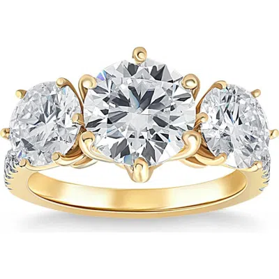 Bliss Diamond 6 1/4 Ct Three Stone Diamond Engagement Ring Lab Grown Gold In 10k Yellow Gold