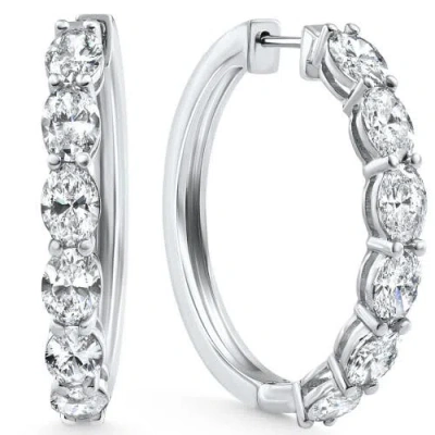 Bliss Diamond 6.22ct Oval Diamond Hoops 14k Gold 1.25" Tall 12 Grams Lab Grown In White Gold