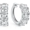 Bliss Diamond 6.30ct Emerald Cut Diamond Hoops 14k Gold Lab Grown Earrings 3/4" In White Gold