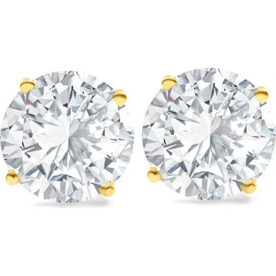Bliss Diamond 6.85ct Round Diamond Studs 14k Gold Lab Grown Screw Back Earrings In Metallic