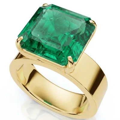 Bliss Diamond 6ct Asscher Cut Cigar Band Solitaire Emerald Engagement Ring Gold Lab Grown