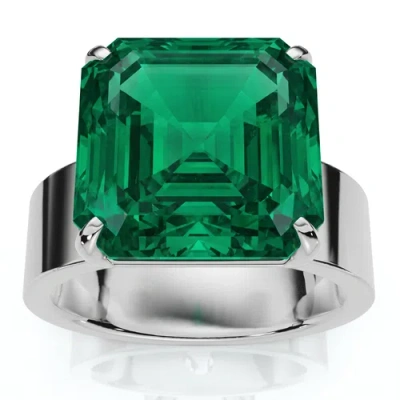 Bliss Diamond 6ct Asscher Cut Cigar Band Solitaire Emerald Engagement Ring Gold Lab Grown