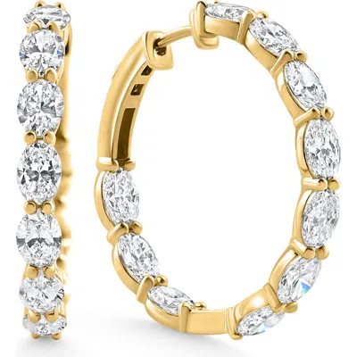 Bliss Diamond 6ct Oval Diamond Hoops 14k Gold Lab Grown  1" Tall