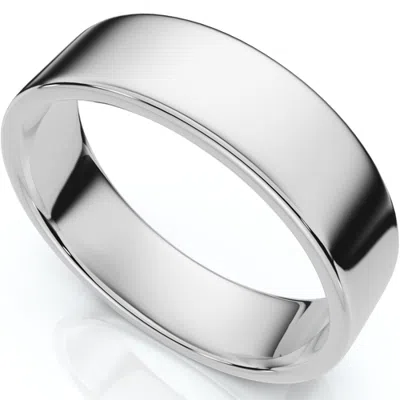 Bliss Diamond 6mm Flat High Polished Wedding Band 14k Gold In 14k White Gold