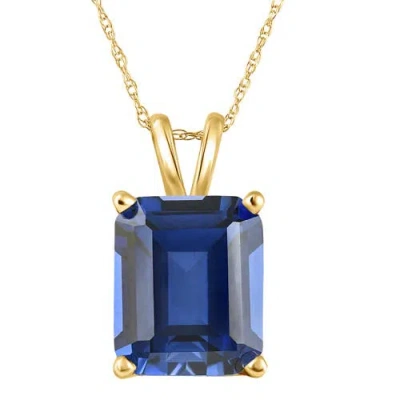 Bliss Diamond 7 1/2ct Blue Sapphire Diamond Solitaire Pendant 14k Gold Necklace Lab Grown In Metallic