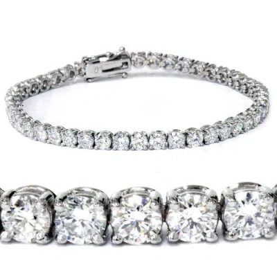 Bliss Diamond 7 Ct T.w. Round Lab Grown Diamond Tennis Bracelet 14k Gold 7" In 14k White Gold