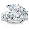 Bliss Diamond 7.10ct Pear & Oval Shape Bypass Ring Gold Lab Grown In 10k White Gold
